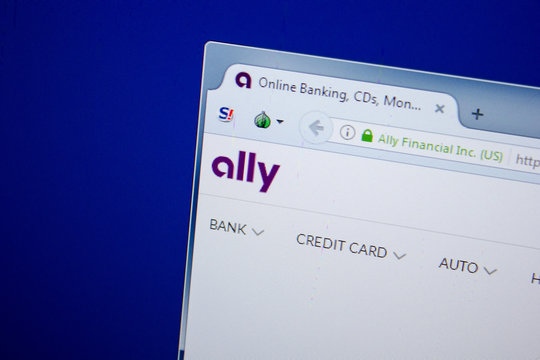 Ryazan, Russia - June 26, 2018: Homepage of Ally website on the display of PC. URL - Ally.com.