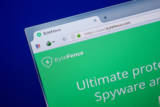 Ryazan, Russia - June 26, 2018: Homepage of ByteFence website on the display of PC. URL - ByteFence.com.