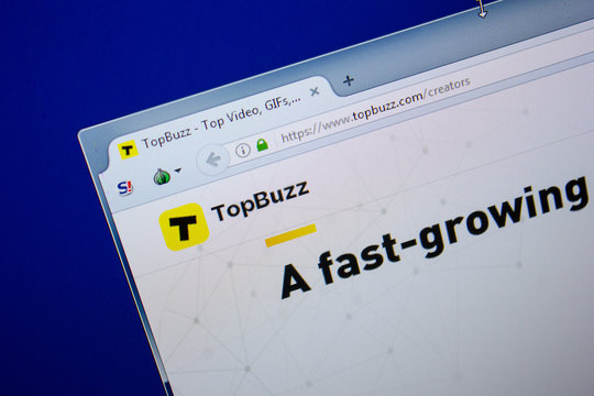 Ryazan, Russia - June 26, 2018: Homepage of TopBuzz website on the display of PC. URL - TopBuzz.com.