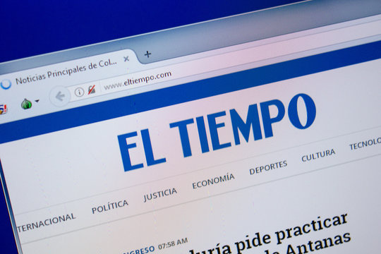 Ryazan, Russia - June 26, 2018: Homepage of Eltiempo website on the display of PC. URL - Eltiempo.com.
