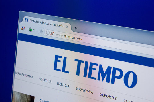Ryazan, Russia - June 26, 2018: Homepage of Eltiempo website on the display of PC. URL - Eltiempo.com.