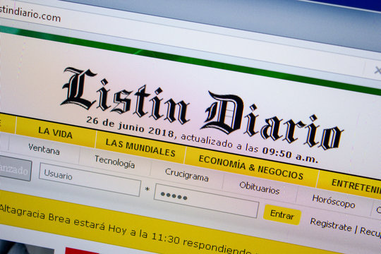 Ryazan, Russia - June 26, 2018: Homepage of Listindiario website on the display of PC. URL - Listindiario.com.