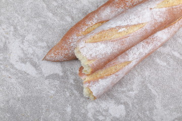 crispy appetizing baguette on the table
