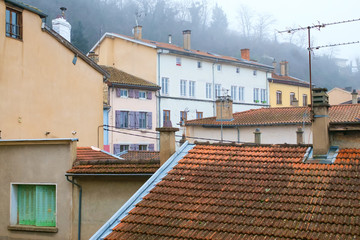 View of the old roofs of houses