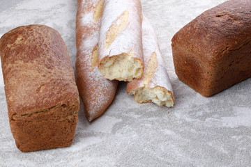 crispy appetizing baguette on the table