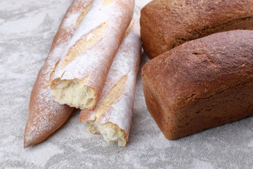 crispy appetizing baguette on the table