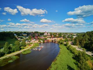 Fototapeta na wymiar Aerial view of historical town of Porvoo in Finland