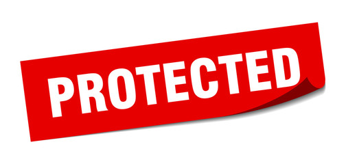 protected sticker. protected square sign. protected. peeler