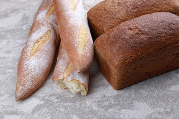 crispy appetizing baguette on the table