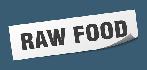raw food sticker. raw food square sign. raw food. peeler