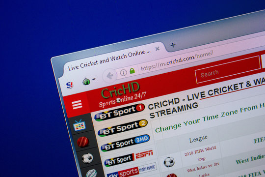 Ryazan, Russia - June 26, 2018: Homepage of CricHD website on the display of PC. URL - CricHD.com.