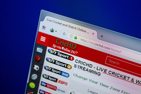Ryazan, Russia - June 26, 2018: Homepage of CricHD website on the display of PC. URL - CricHD.com.