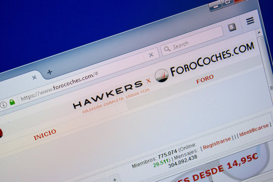 Ryazan, Russia - June 26, 2018: Homepage of Forocoches website on the display of PC. URL - Forocoches.com.