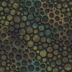 Fotobehang Industriële stijl Koperen naadloze textuur met geometrisch patroon op een oxide metalen achtergrond, 3d illustratie