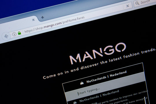 Ryazan, Russia - June 26, 2018: Homepage of Mango website on the display of PC. URL - Mango.com.
