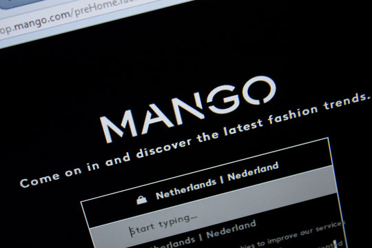 Ryazan, Russia - June 26, 2018: Homepage of Mango website on the display of PC. URL - Mango.com.