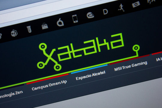 Ryazan, Russia - June 26, 2018: Homepage of Xataka website on the display of PC. URL - Xataka.com.