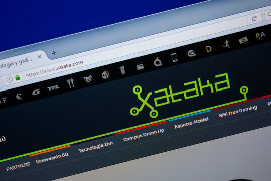 Ryazan, Russia - June 26, 2018: Homepage of Xataka website on the display of PC. URL - Xataka.com.