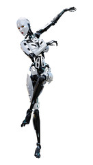 3D Rendering Female Robot on White