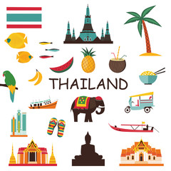 Thailand icons and symbols set.