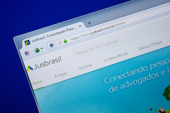 Ryazan, Russia - June 26, 2018: Homepage of JusBrasil website on the display of PC. URL - JusBrasil.com.br.