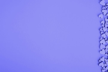 Saint Valentine background heart right and free space for lettering. Color purple, lilac.