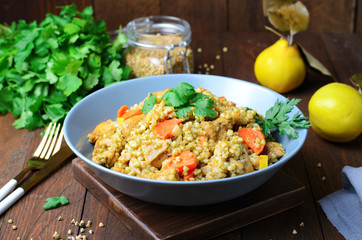 Green Buckwheat Pilaf, Vegan Meal