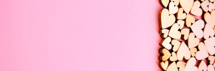 Obraz premium Saint Valentine background heart right and free space for lettering. Color pink.