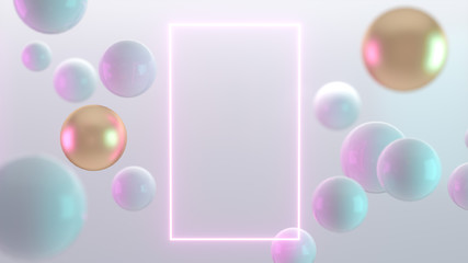Multicolored decorative balls. Abstract 3d realistic render illustration. Pearls close up with depth of field