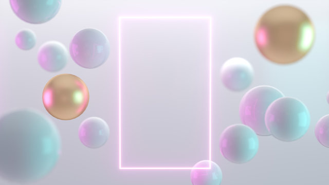Multicolored decorative balls. Abstract 3d realistic render illustration. Pearls close up with depth of field © trodler1