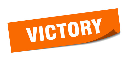 victory sticker. victory square sign. victory. peeler