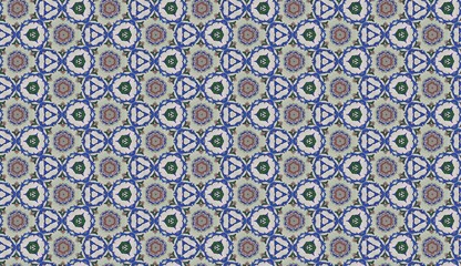 Seamless Pattern (Triangle shapes, White Star Light on Blue Textile, Wooden, Turkish Tiles Pattern)