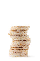 Rice cakes isolated on a white background. Plain rice cakes.