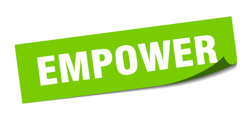 empower sticker. empower square sign. empower. peeler