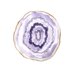Bright hand painted watercolor agate slice