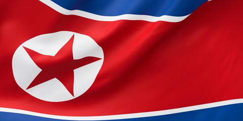 National Fabric Wave Closeup Flag of North Korea