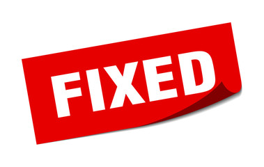 fixed sticker. fixed square sign. fixed. peeler