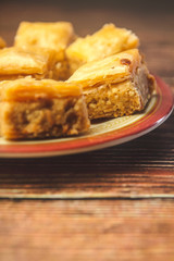 Turkish traditional snacks Pistachio Baklava