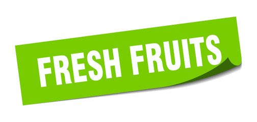 fresh fruits sticker. fresh fruits square sign. fresh fruits. peeler