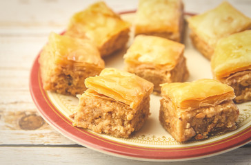 Turkish traditional snacks Pistachio Baklava