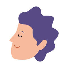 cartoon man head profile icon, colorful design
