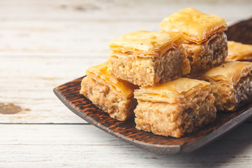 Turkish traditional snacks Pistachio Baklava