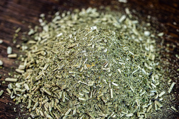 Traditional yerba mate tea from South America. Selective focus. Gaucho yerba mate tea, chimarrão,...