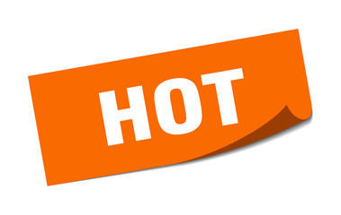 hot sticker. hot square sign. hot. peeler