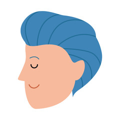 cartoon man profile face icon, colorful design