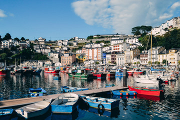 Colorful fishing boats in the seaport of Luarca, Asturias, Spain