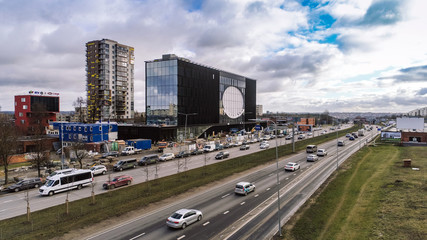 Obraz premium Ukmerges street and architecture of Vilnius