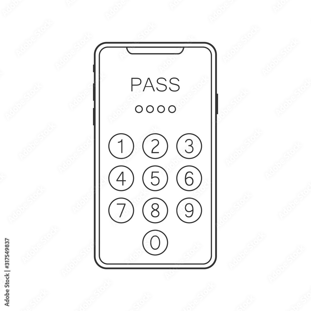 Aufkleber mobile phone unlocked notification button and password field vector, concept of smartphone security,