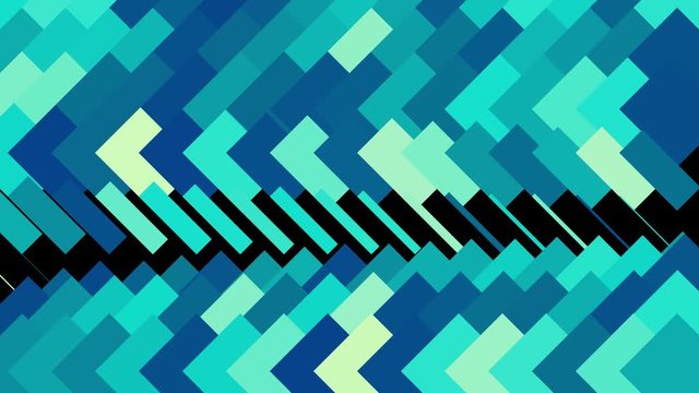 Abstract animation of colorful background of strokes and triangular shape. Animation. Background moving along rows of rectangular strokes in triangular direction