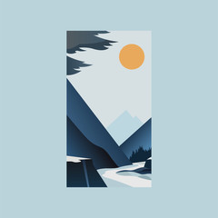 Mountain illustration. Mountain landscape symbol. Vector illustration.